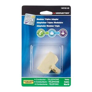 Monster Jhiu Telephone Modular Triplex Adapter Ivory Monster Jhiu Telephone Modular Triplex Adapter Ivory
